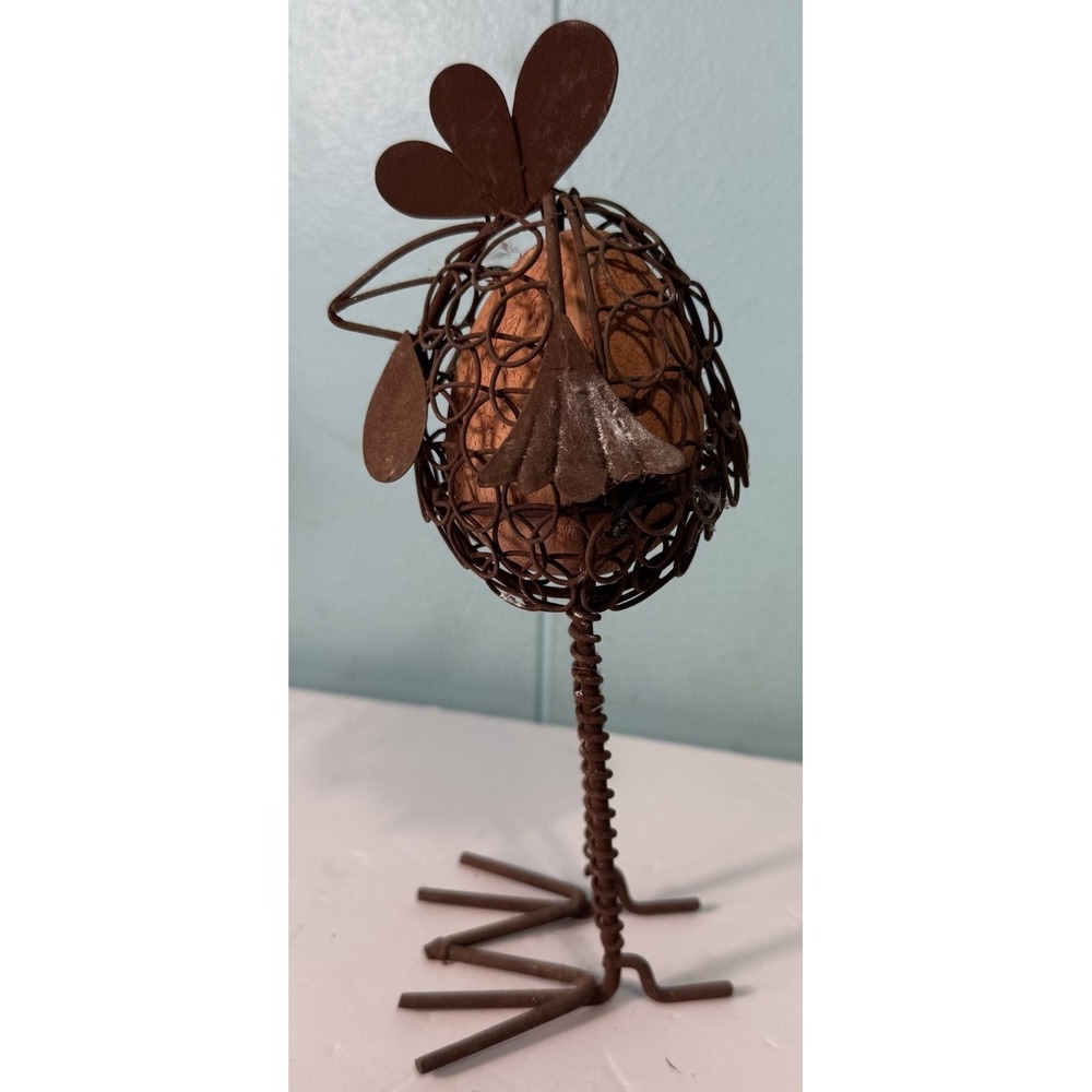 Rustic Metal Wire Bird Statue Egg Farmhouse Table Decoration
